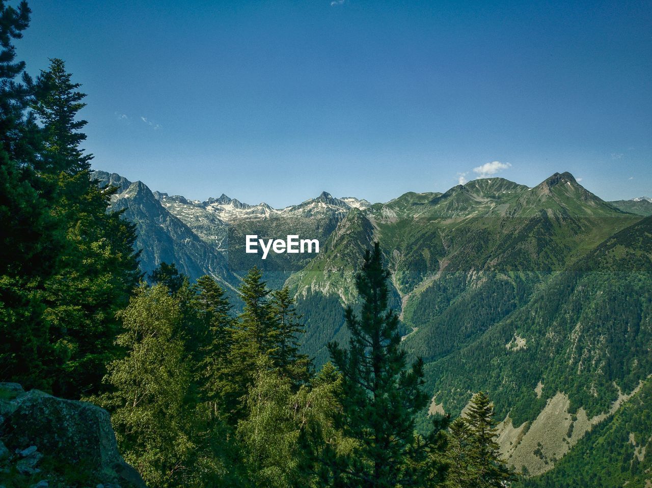 Scenic view of mountains against clear sky