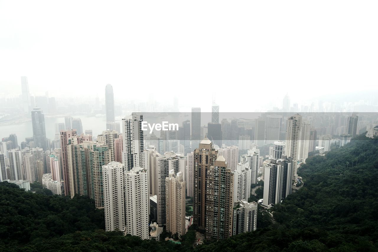 High angle view of tall buildings