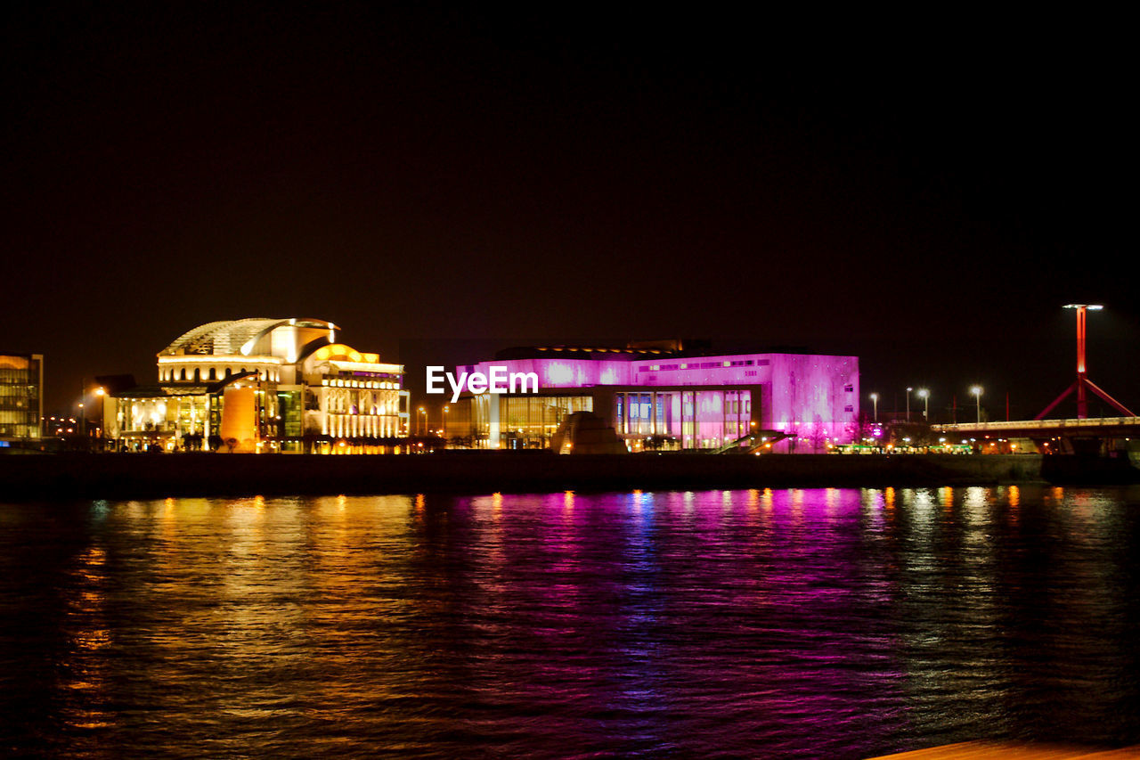 ILLUMINATED BUILT STRUCTURES AT NIGHT