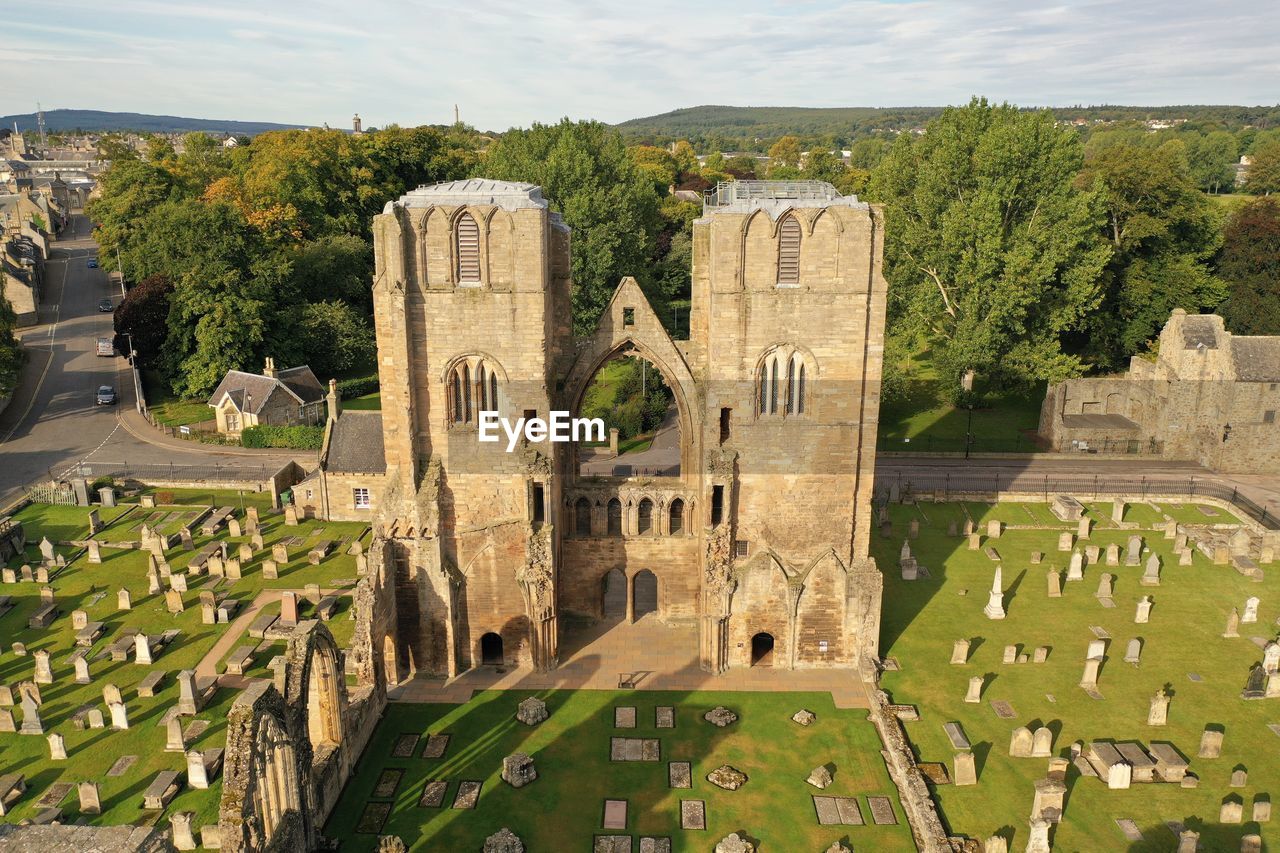 A panorama of the ruins of elgin cathedral at dusk. moray, scotland, uk