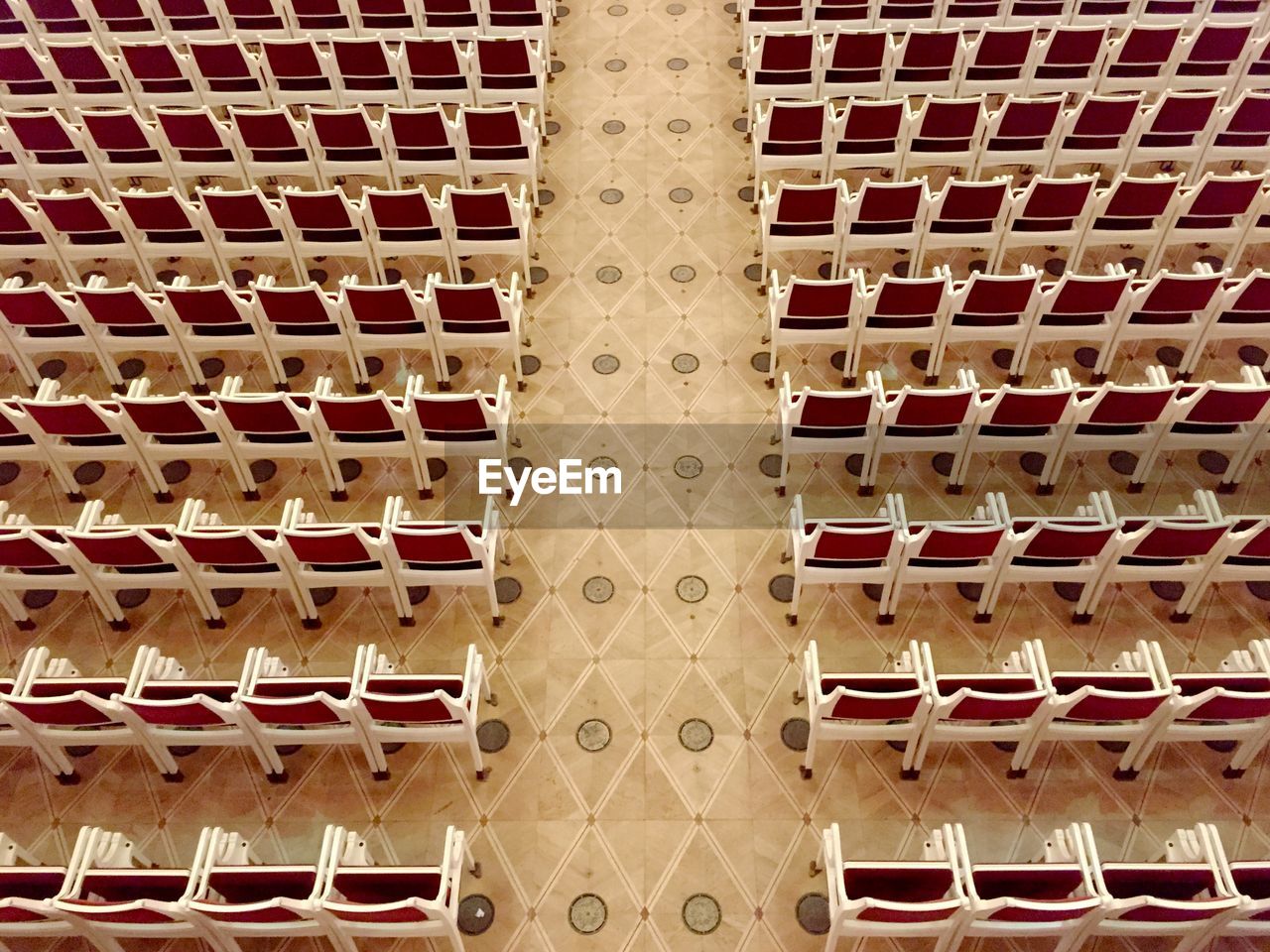 High angle view of arranged chairs