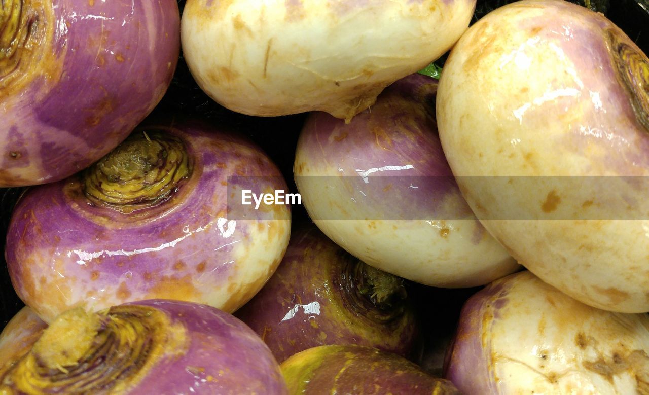 Full frame shot of turnips at market