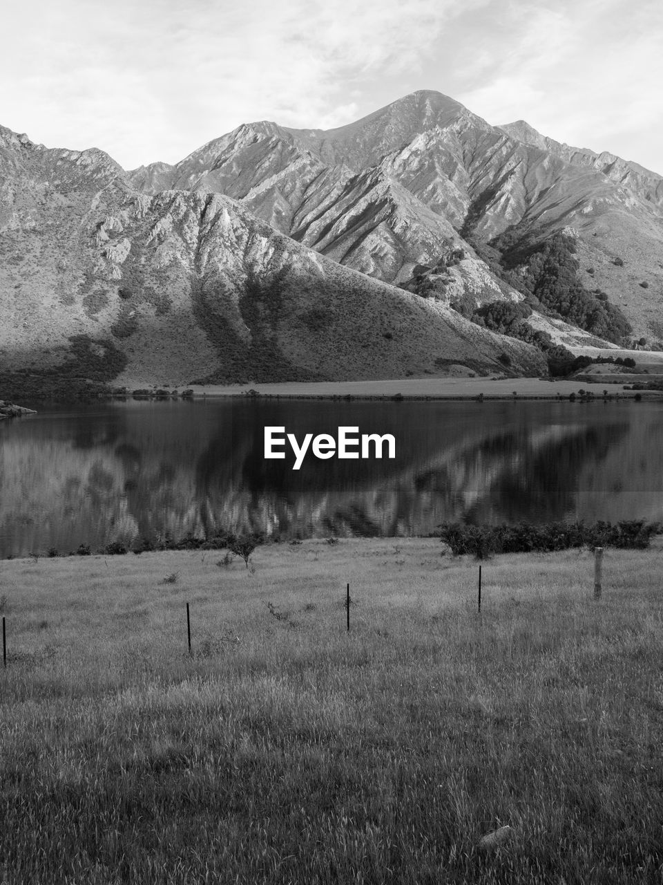 Reflection of mountains in river