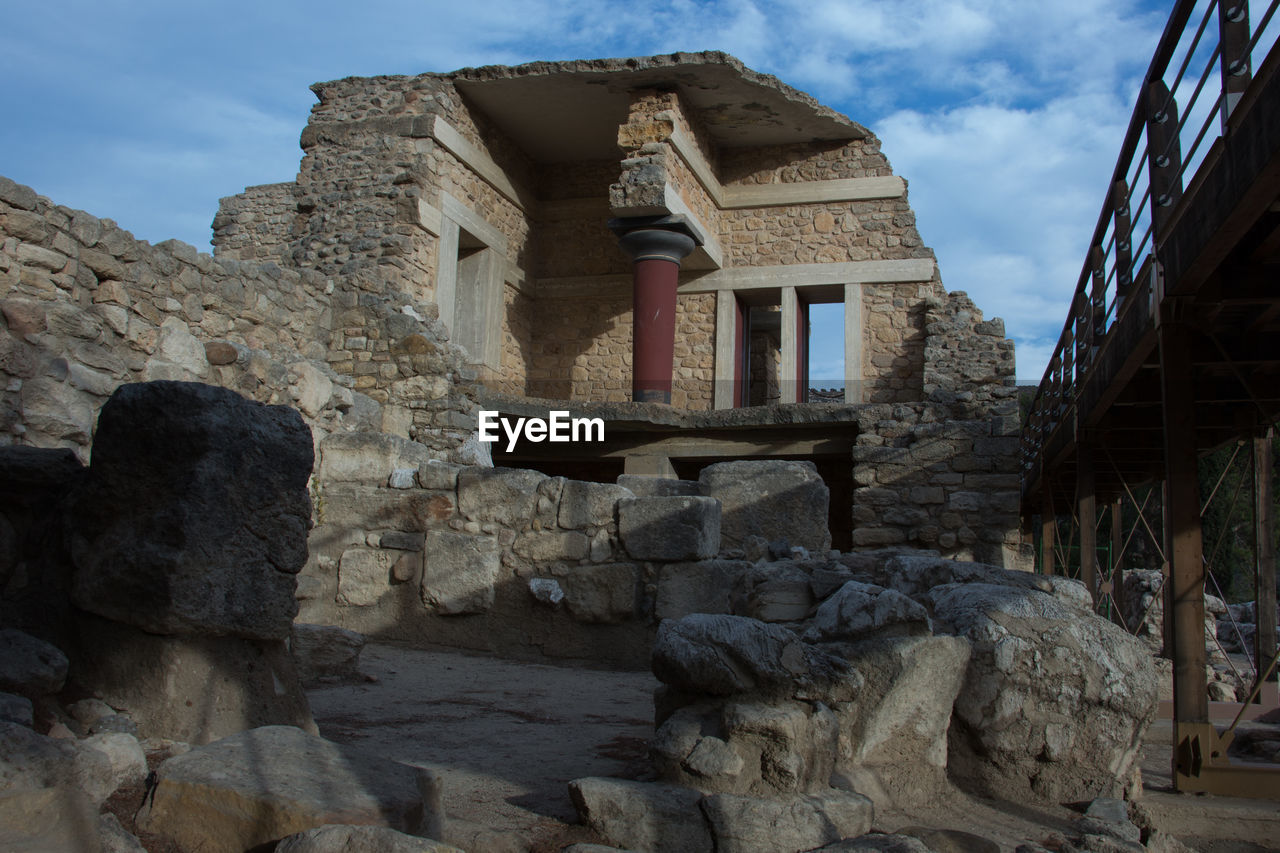 Low angle view of old ruin building