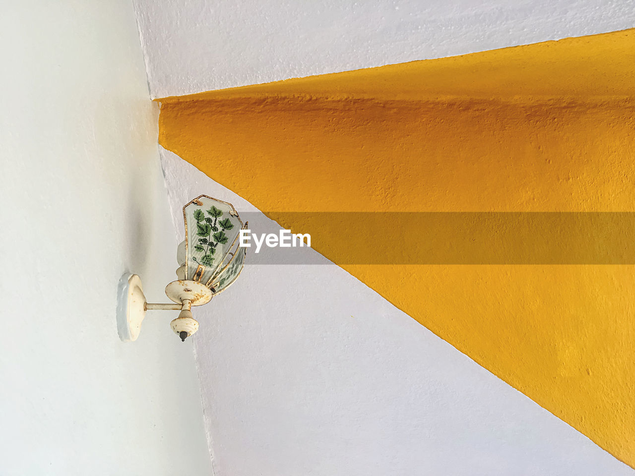 yellow, wall - building feature, no people, architecture, built structure, close-up, wing, ceiling, orange, white, day, indoors
