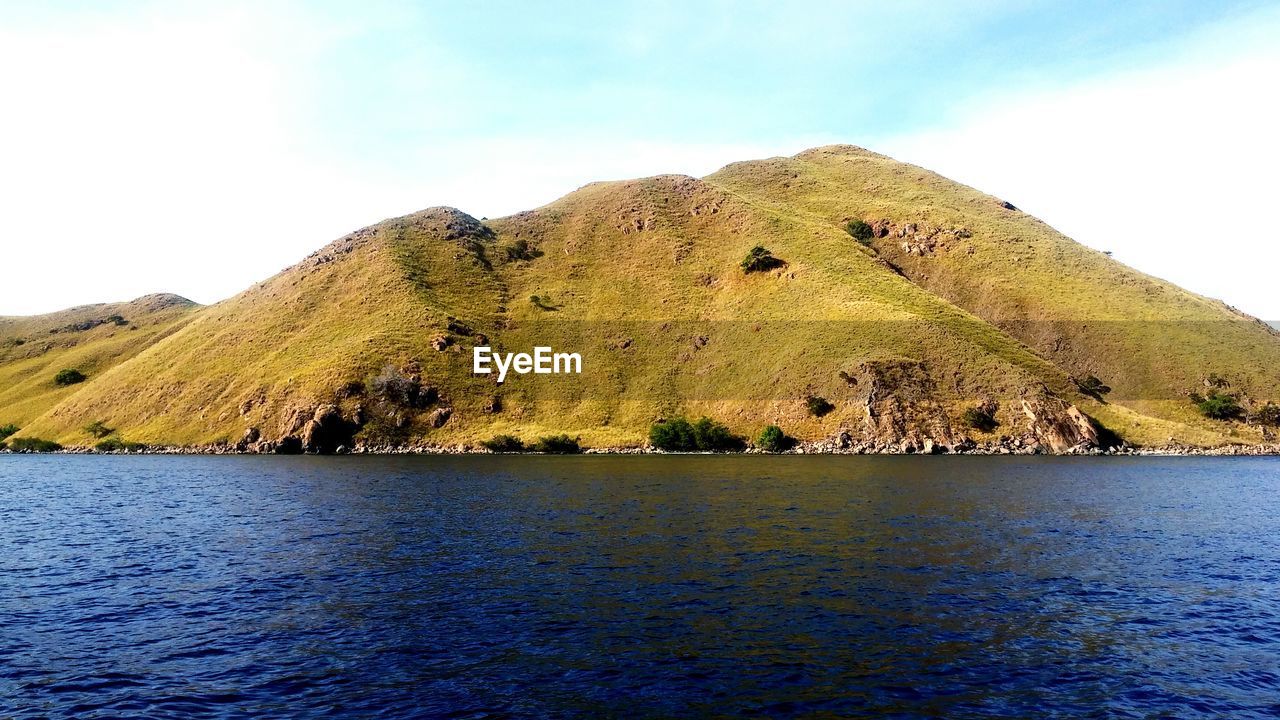 SCENIC VIEW OF LAKE BY MOUNTAINS AGAINST SKY