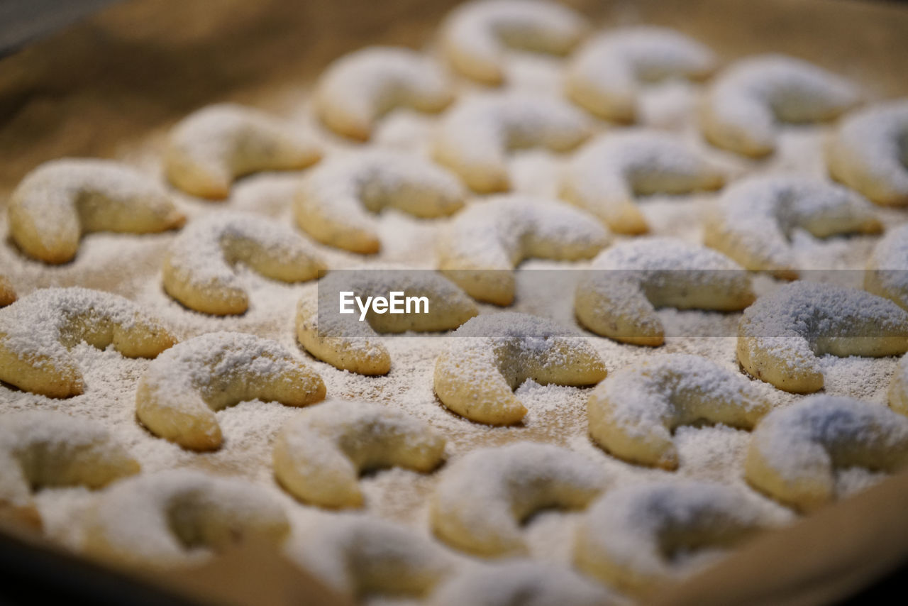 Close-up of cookies on baking sheet