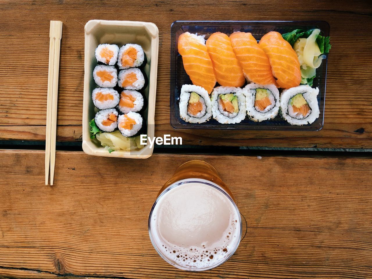 Close-up of sushi served on table