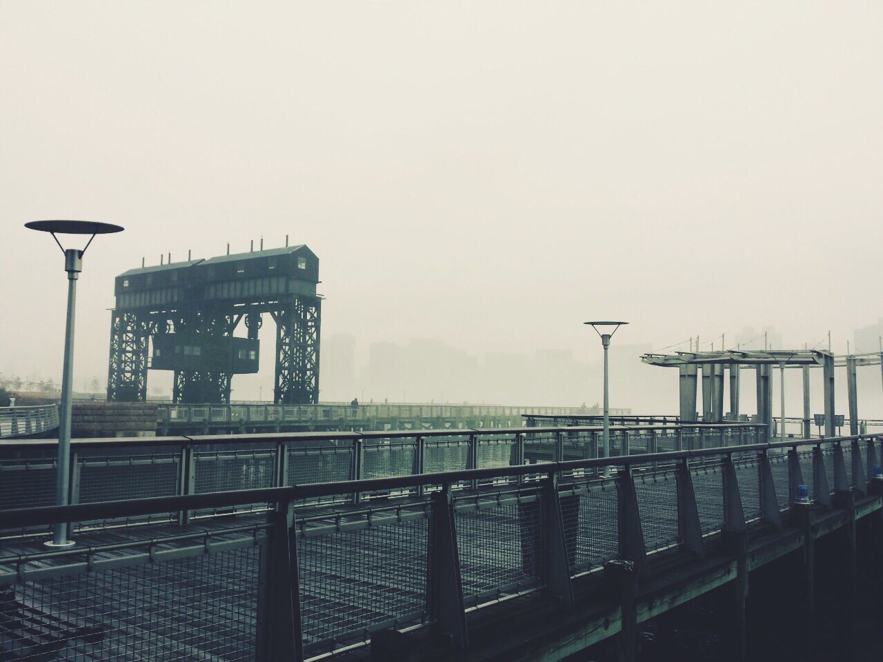 Footbridge in fog