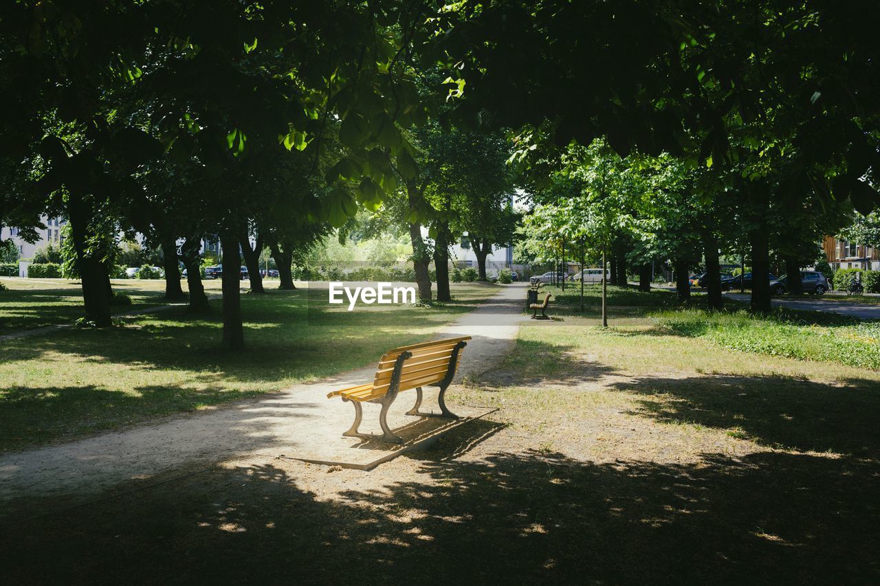 Empty bench at park