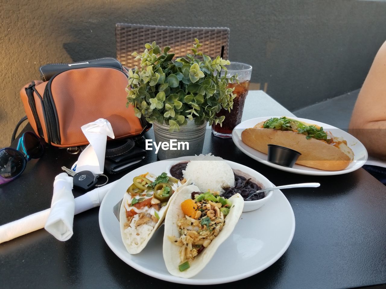 HIGH ANGLE VIEW OF FOOD SERVED ON TABLE