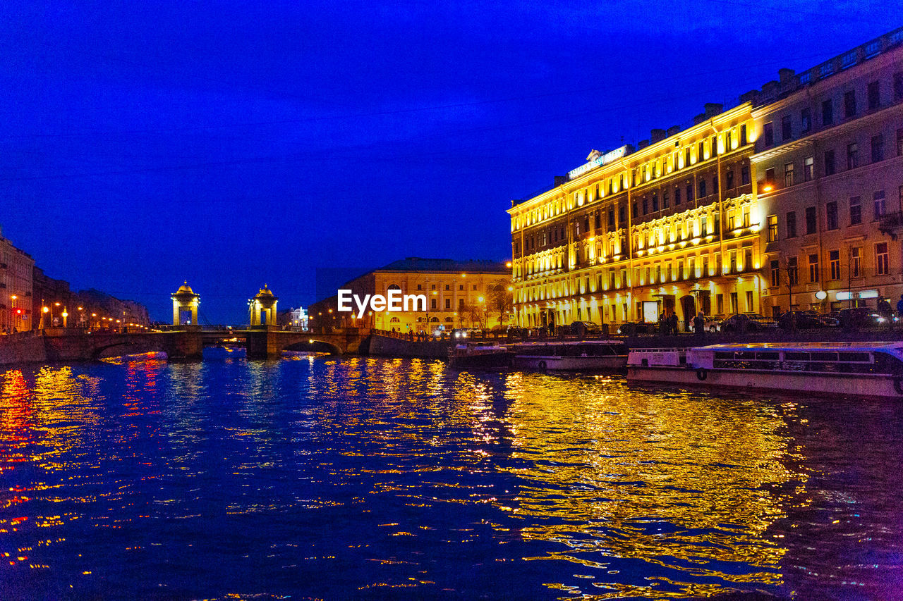 VIEW OF ILLUMINATED BUILDINGS AT NIGHT