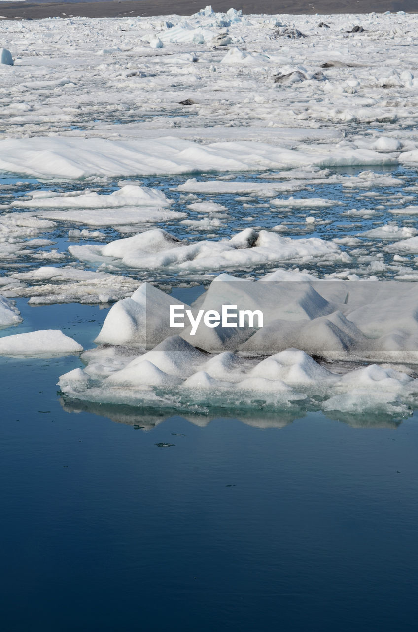 Summer ice melt and ice flow in southern iceland.