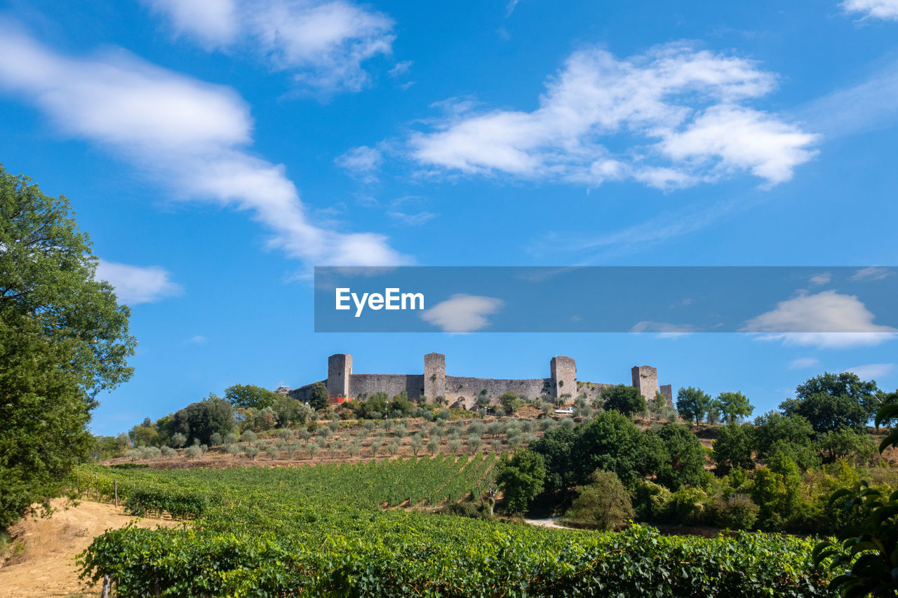 Skyline of little town of monteriggioni, tuscany, along via francigena