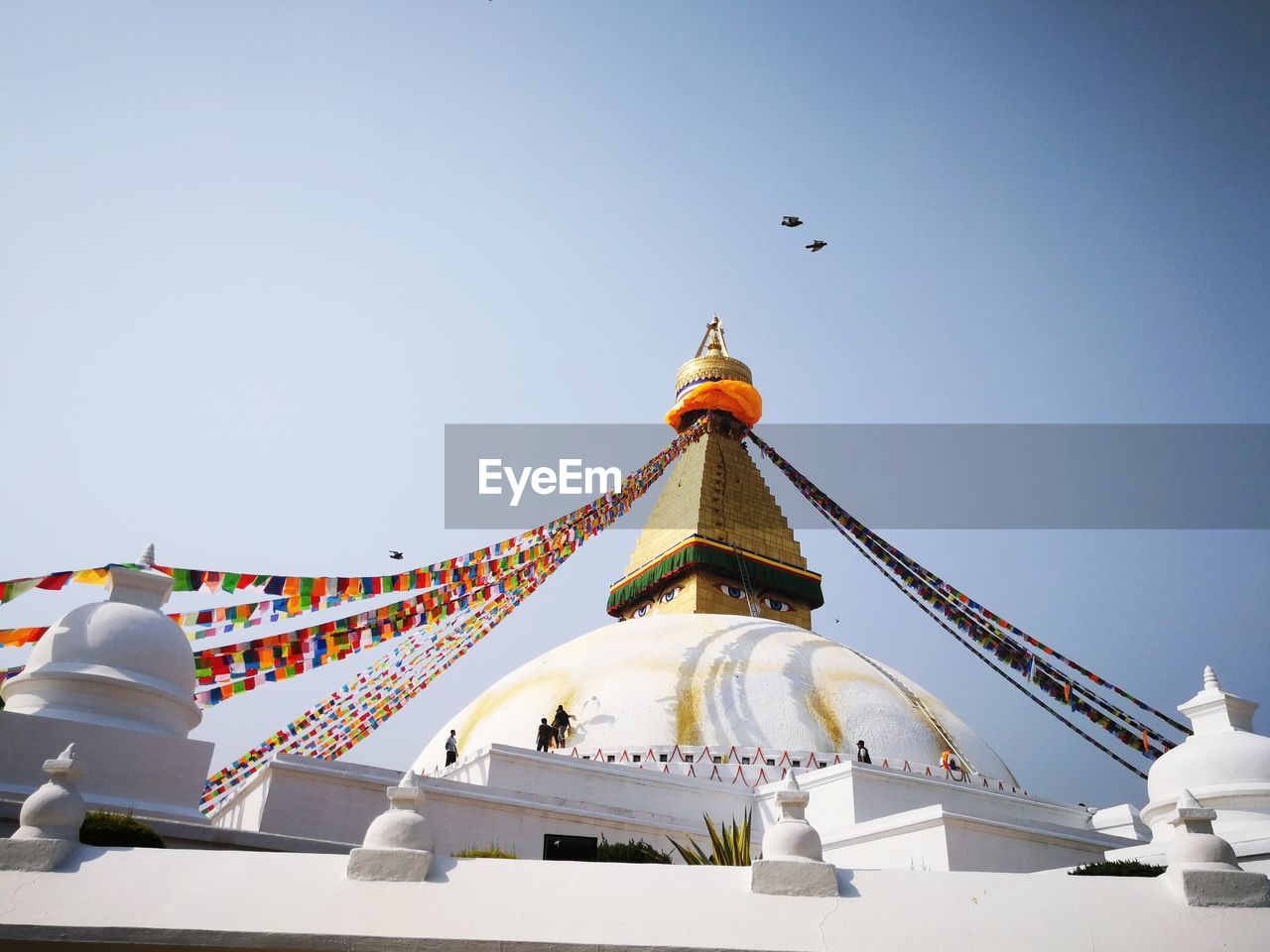 Low angle view of traditional building against clear sky