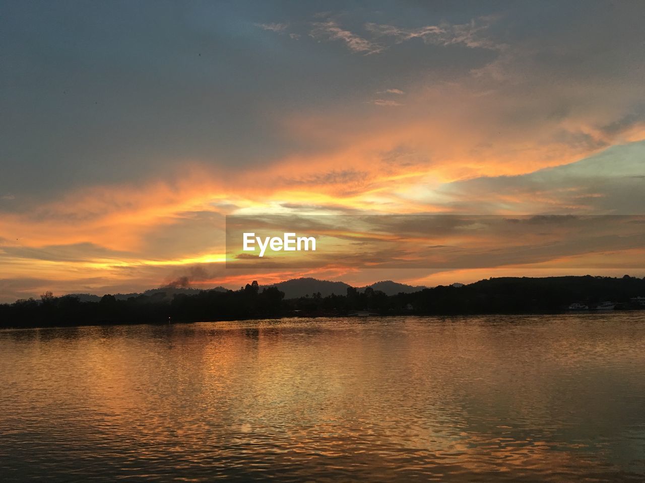 SCENIC VIEW OF LAKE DURING SUNSET