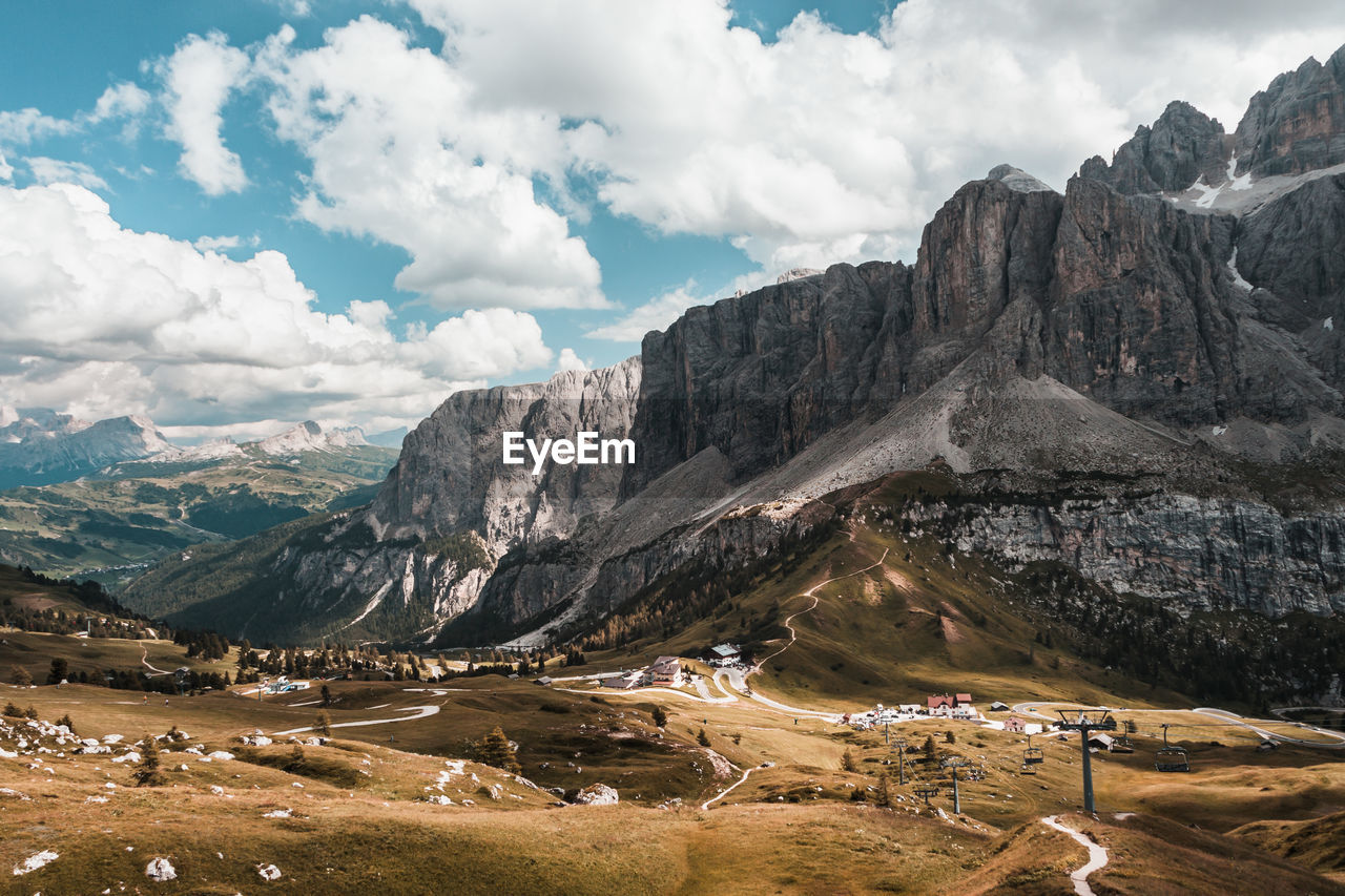 Panoramic view of landscape and mountains against sky