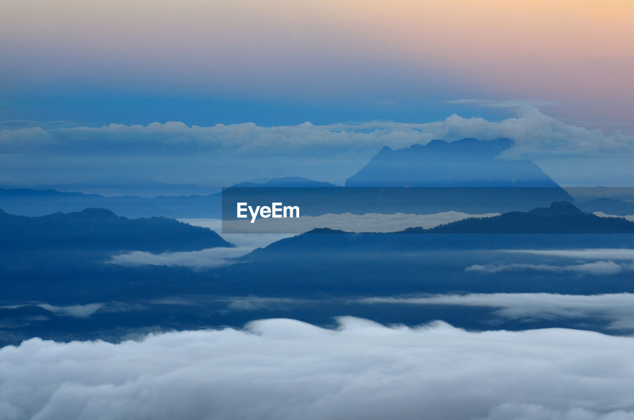 Aerial view of mountain range