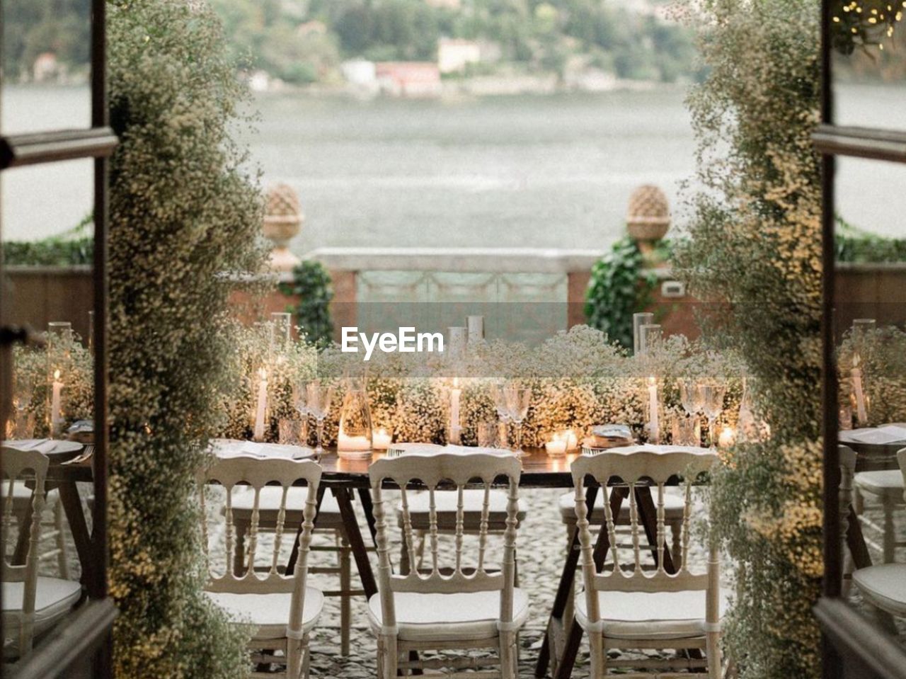 empty chairs and tables in yard