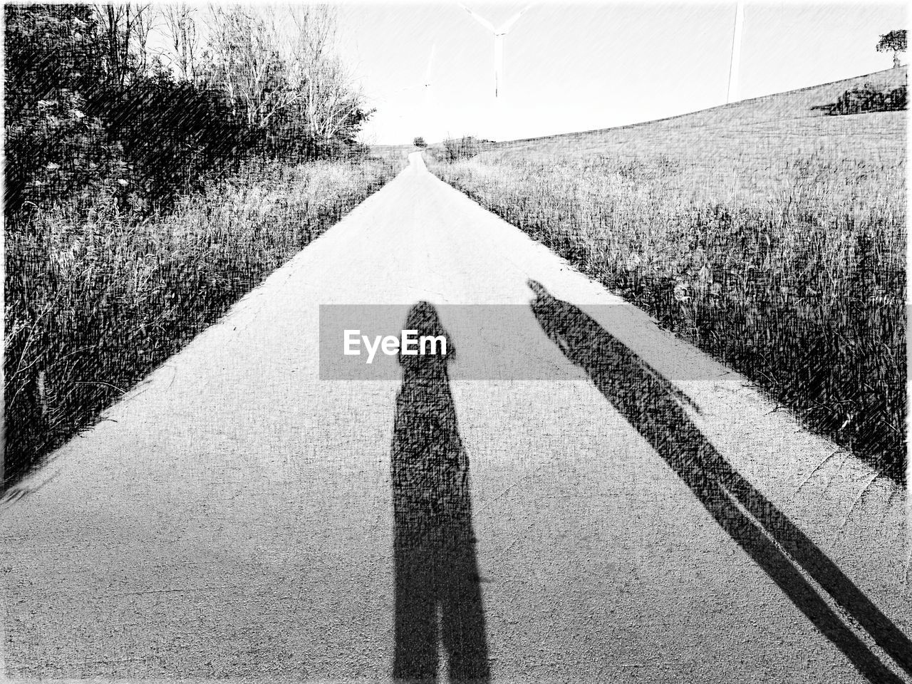 SHADOW OF PEOPLE ON ROAD