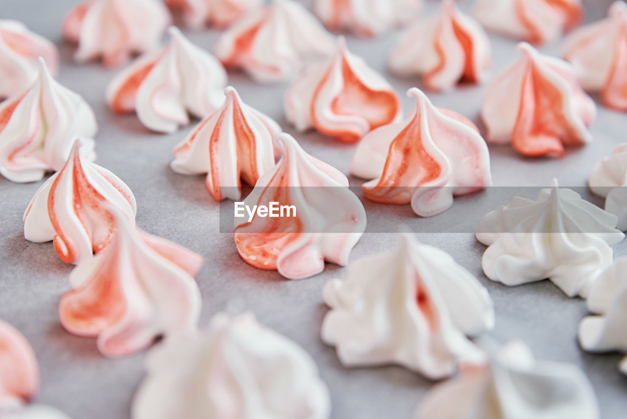 Process of baking meringue, cooking sweet dessert