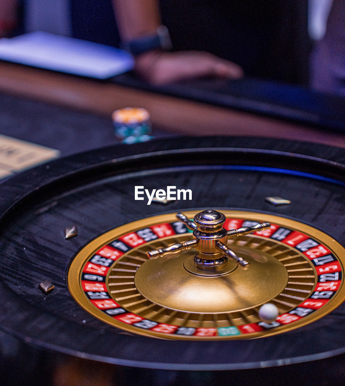 Close-up of a roulette table
