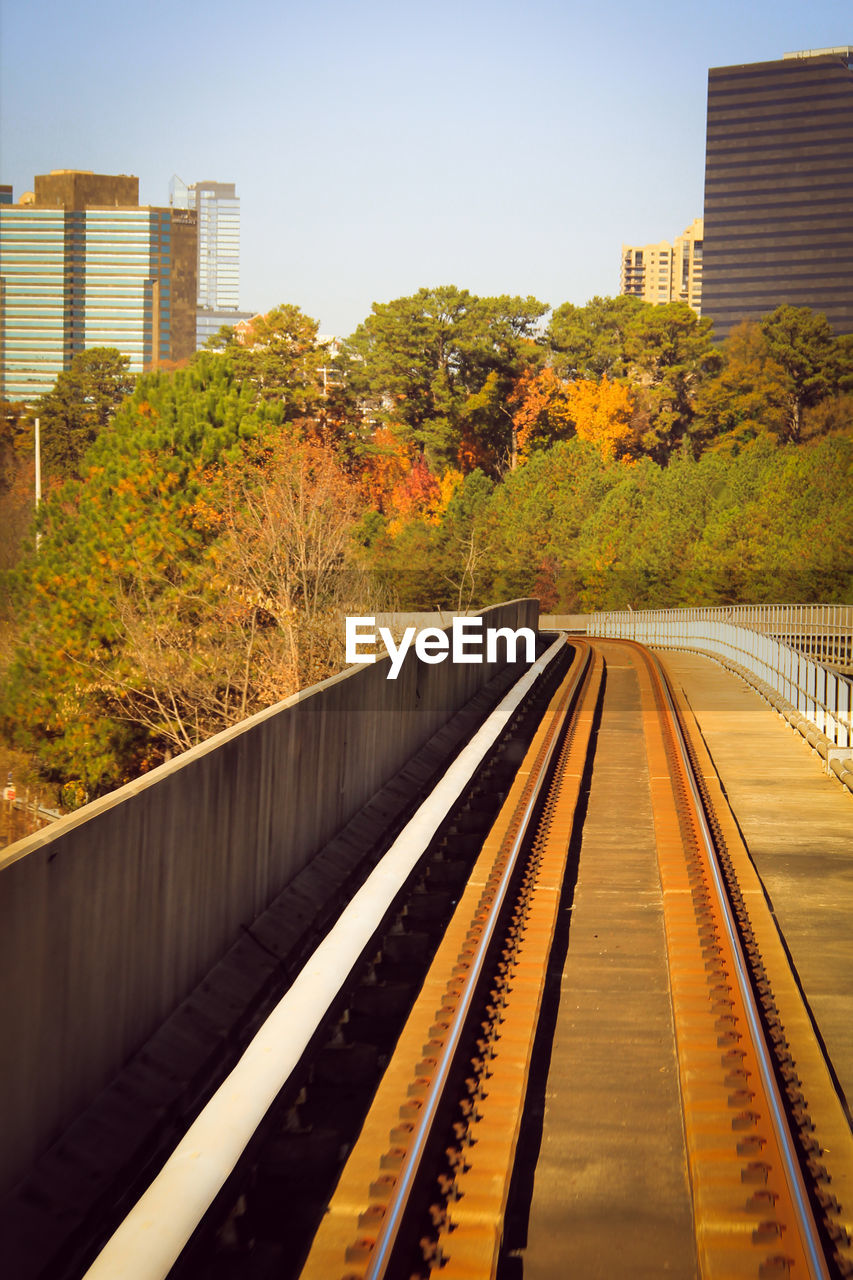 Railroad tracks in city