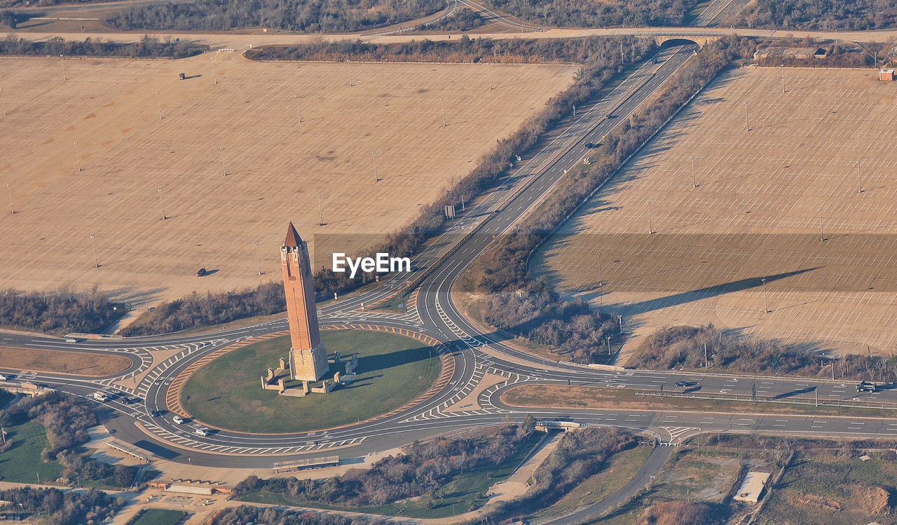 High angle view of vehicles on road