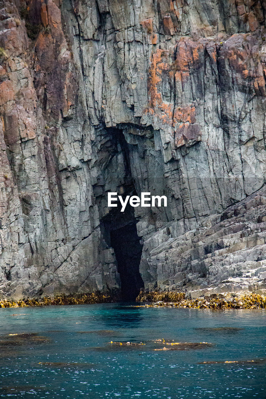 Scenic view of sea and rock formation