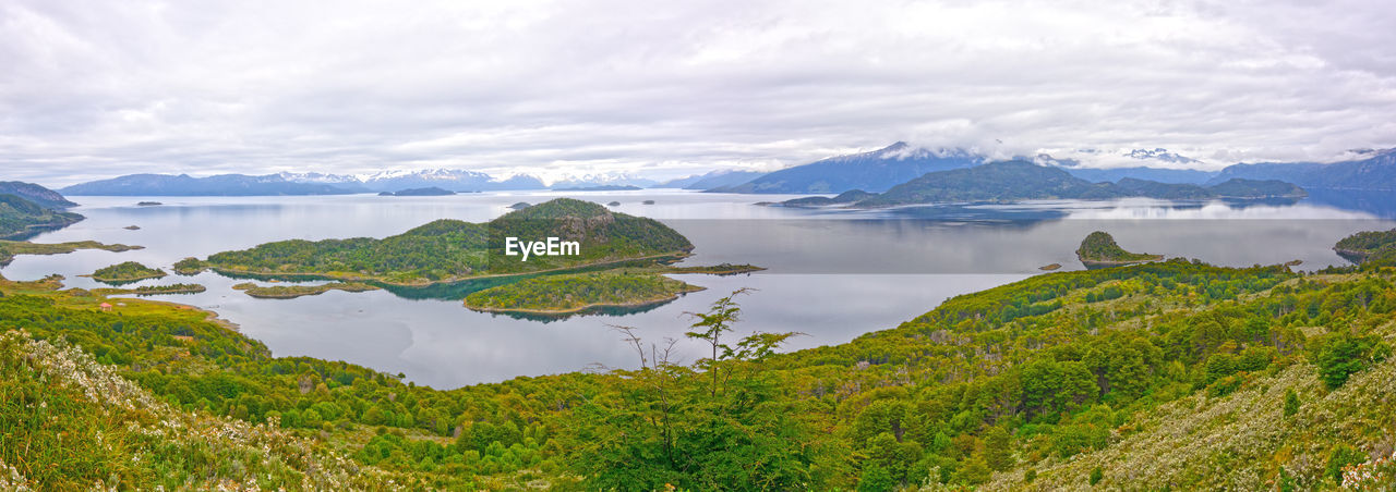 Wulaia bay panorama in the beagle channel of tierra del fuego, chile,