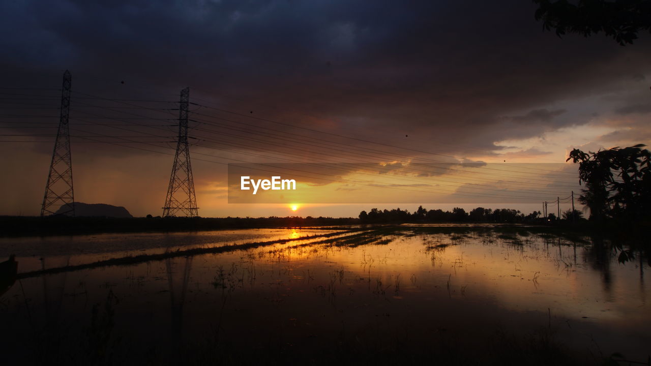 SCENIC VIEW OF SUNSET OVER LAKE