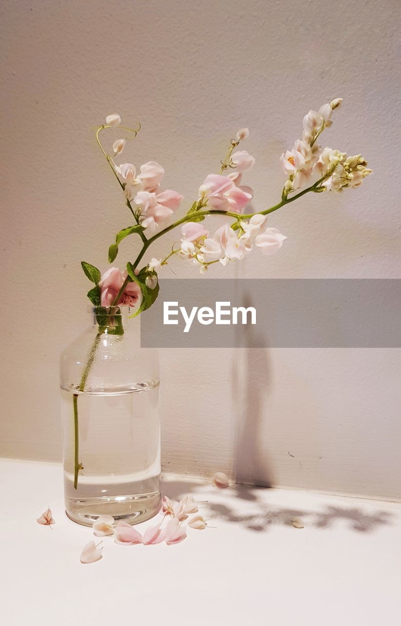 FLOWERS IN VASE ON TABLE