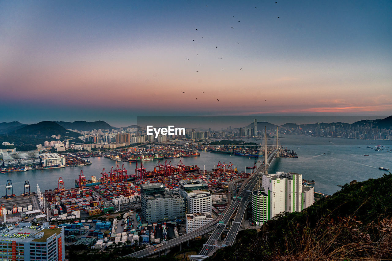Overlooking the stonecutters bridge and the kwai tsing container terminal