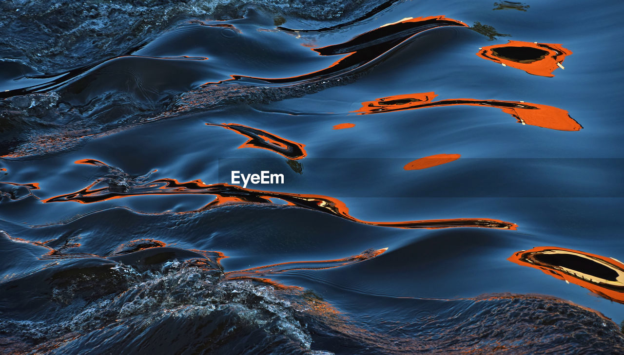 Full frame shot of rippled water at sunset