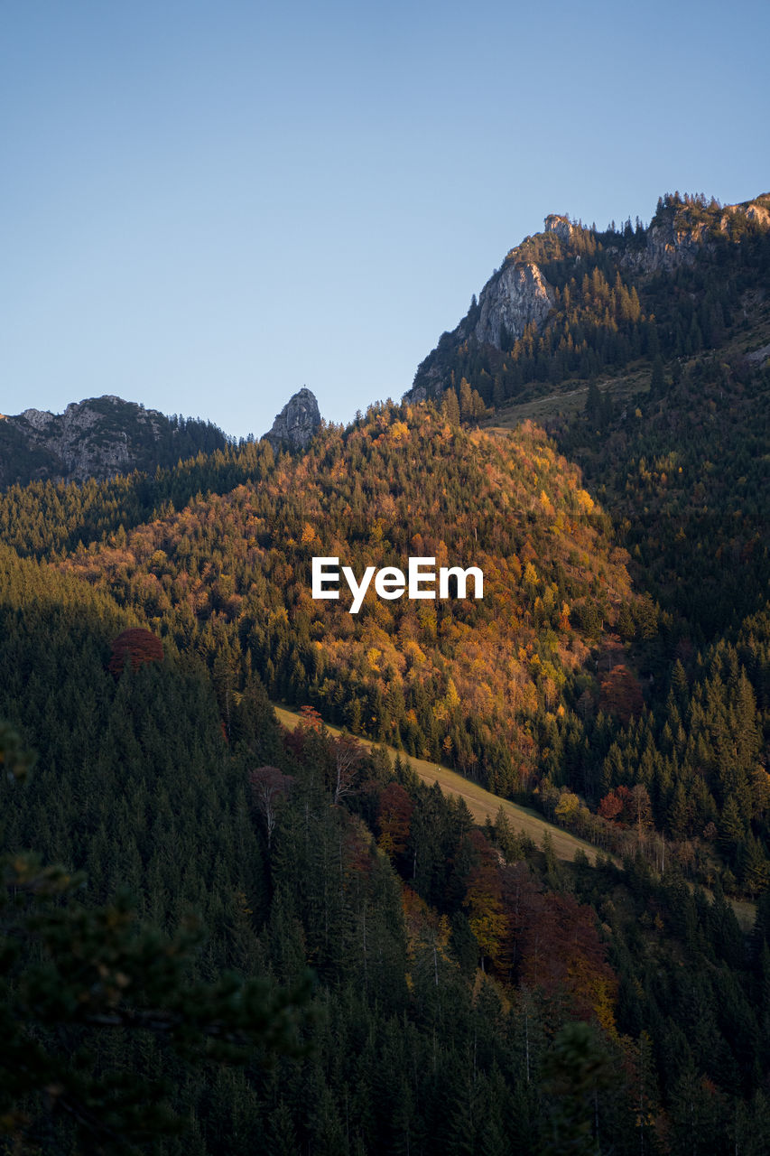 Scenic view of mountains against clear sky