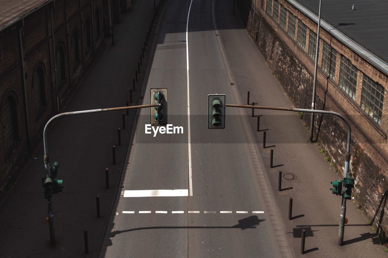 High angle view of empty road