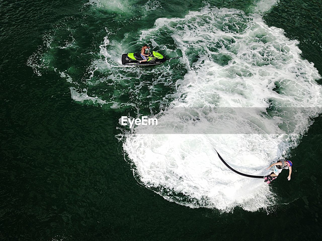 HIGH ANGLE VIEW OF MAN ON RIVER