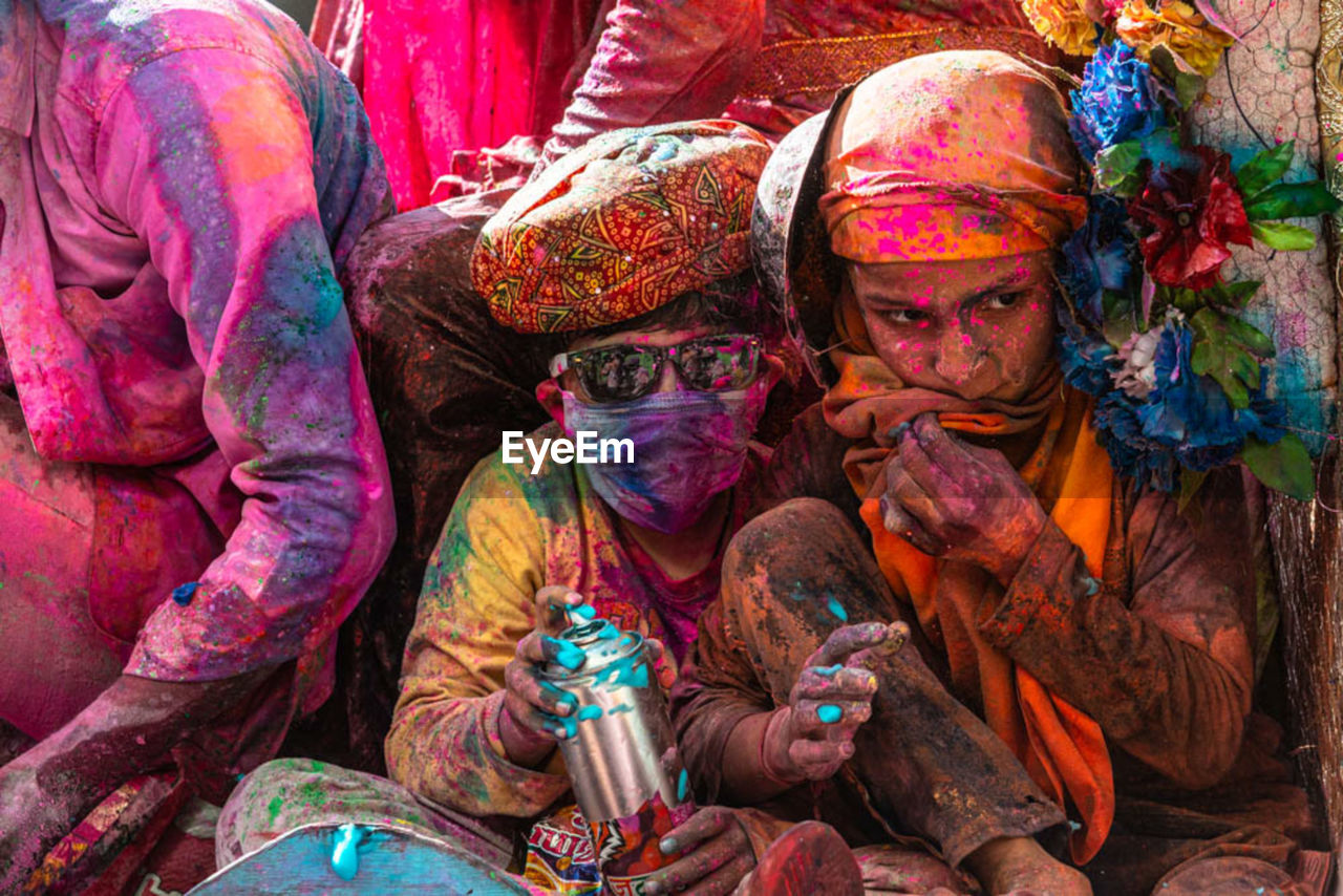 Group of people in traditional temple