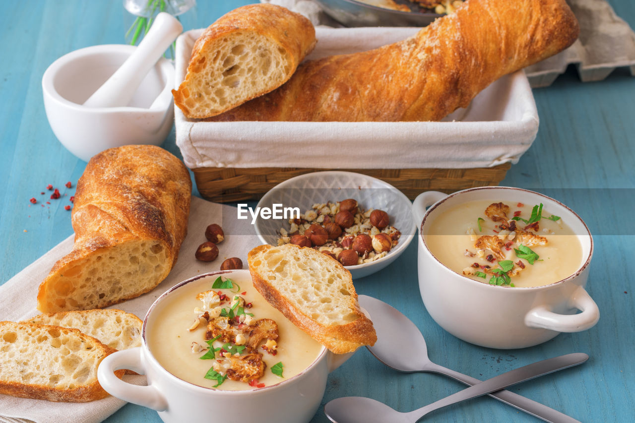 HIGH ANGLE VIEW OF BREAKFAST SERVED IN PLATE