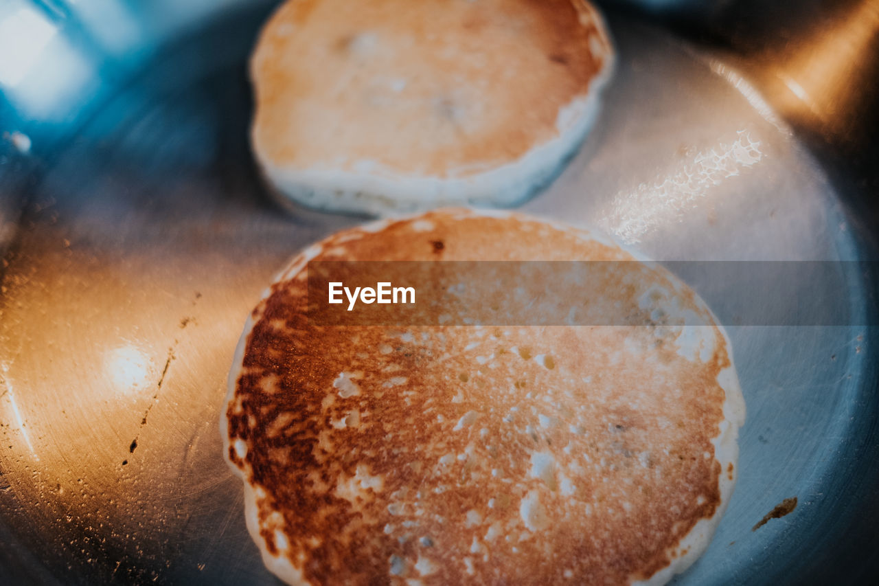 Close up of pancakes in a pan