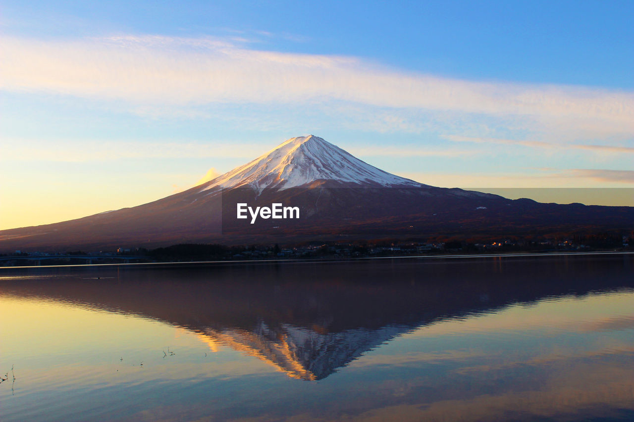 Scenic view of mount fuji during sunset