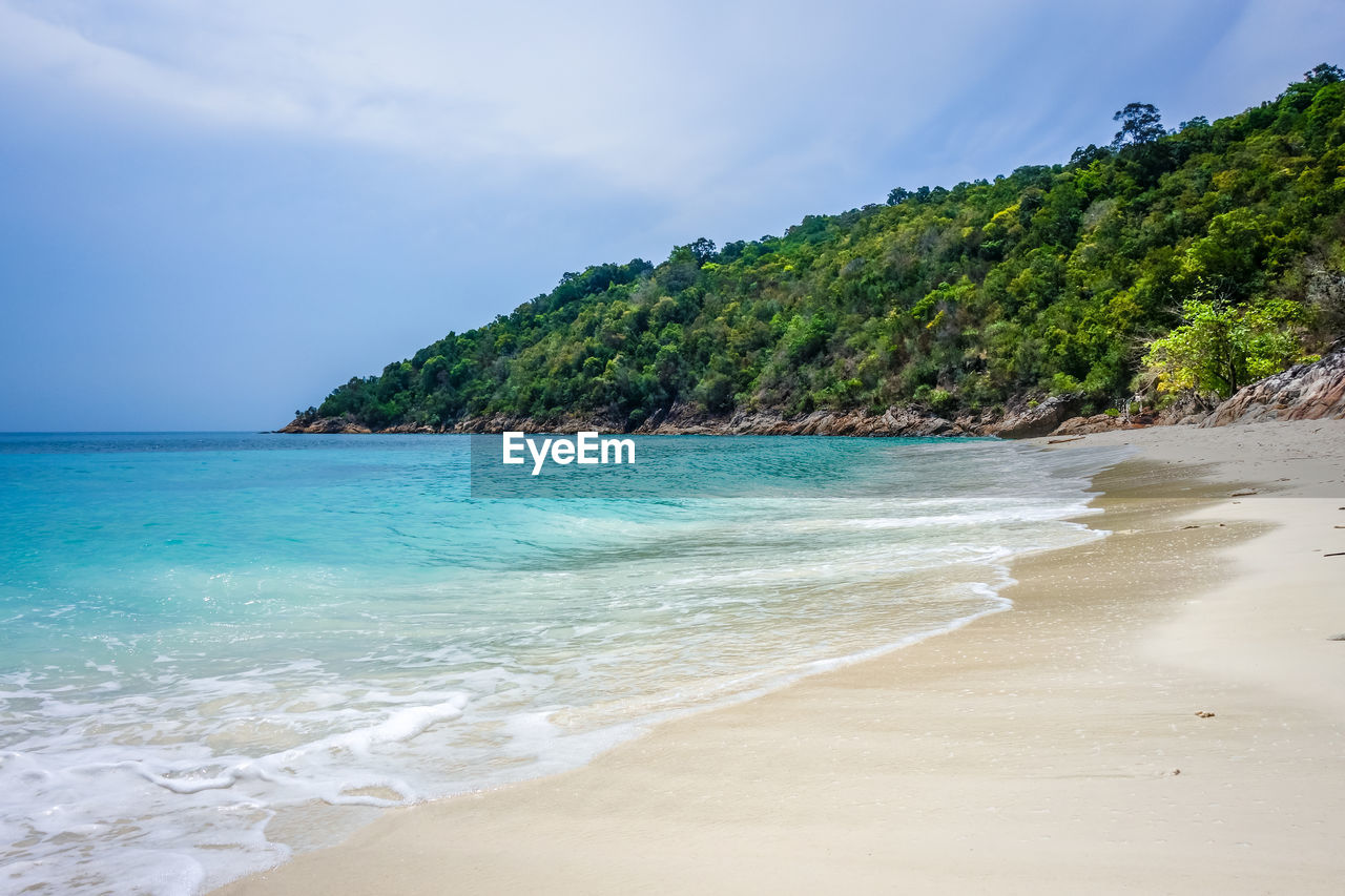 SCENIC VIEW OF BEACH BY SEA AGAINST SKY