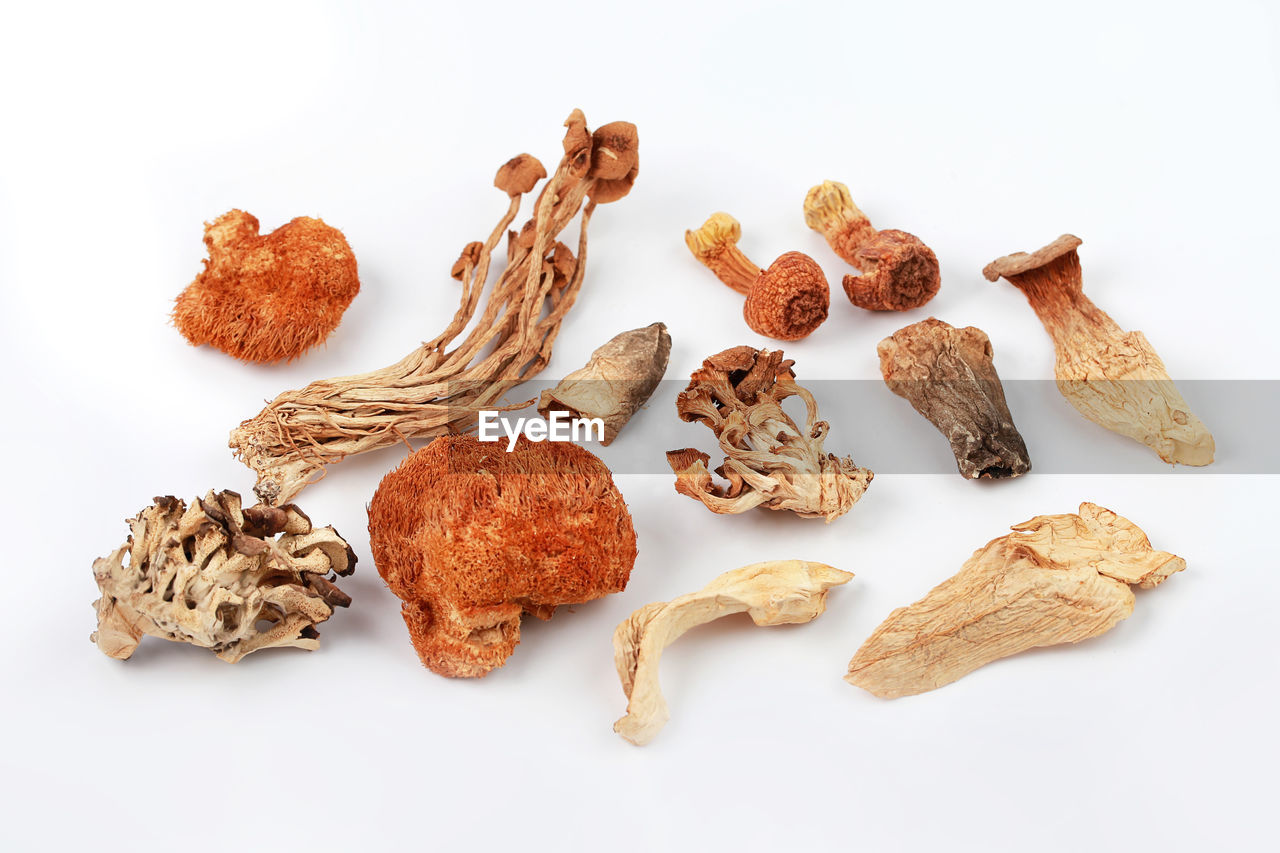 HIGH ANGLE VIEW OF COOKIES AGAINST GRAY BACKGROUND