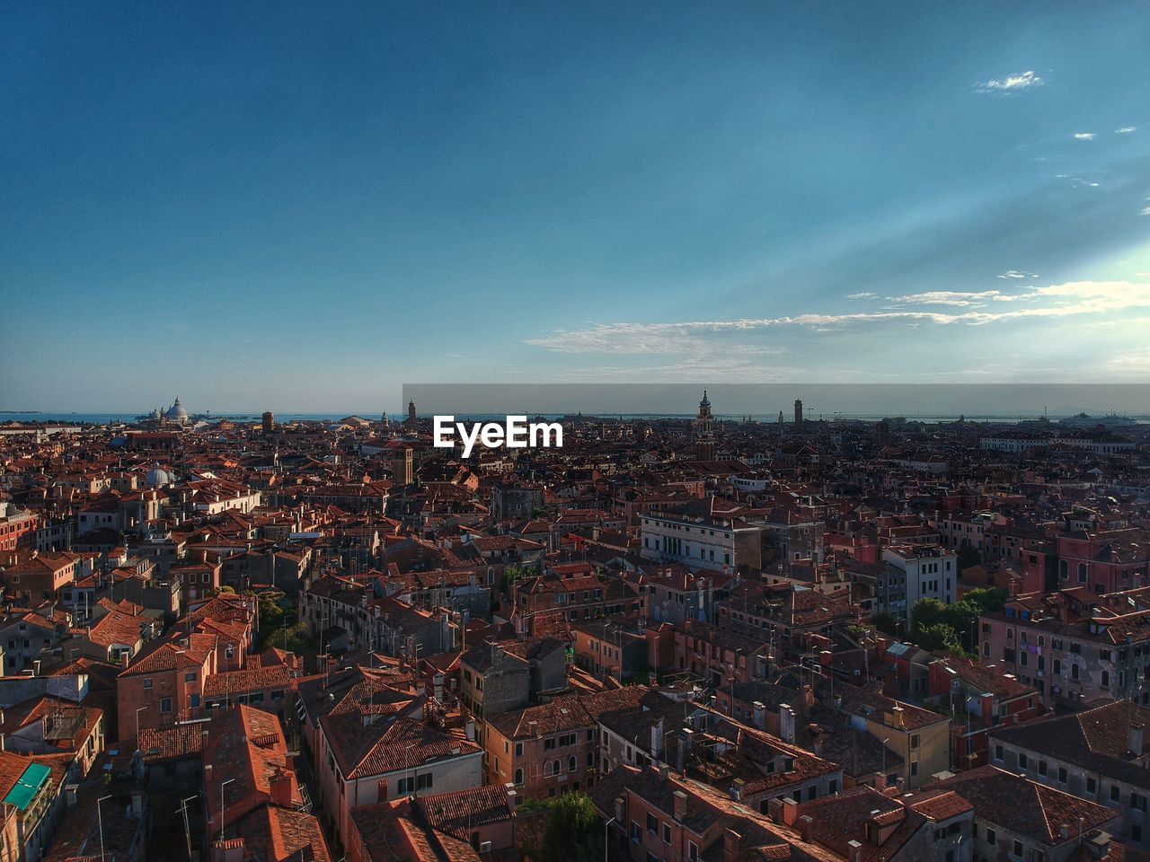 High angle shot of townscape against sky