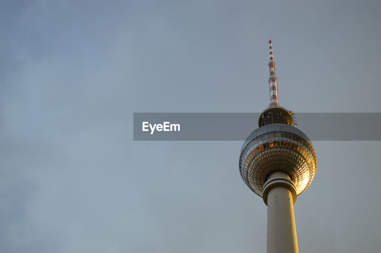 Low angle view of fernsehturm tower