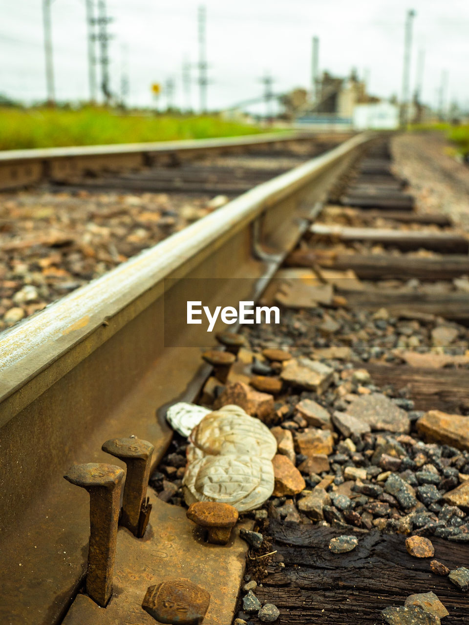 CLOSE-UP OF RAILROAD TRACK ON FLOOR
