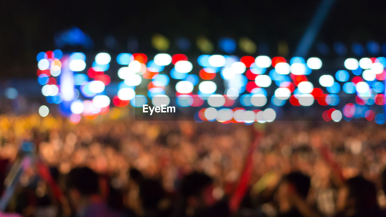 Defocused image of illuminated lights at event