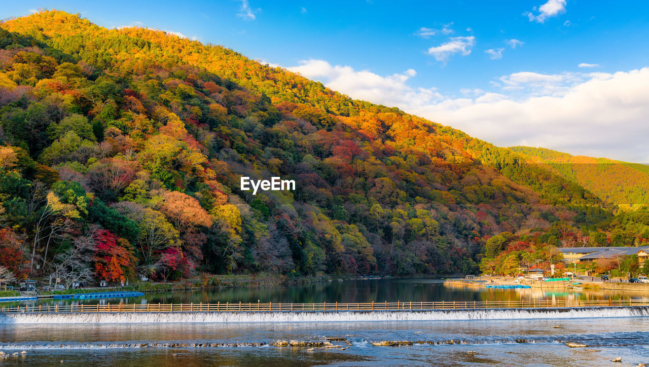 SCENIC VIEW OF LAKE AGAINST SKY DURING AUTUMN