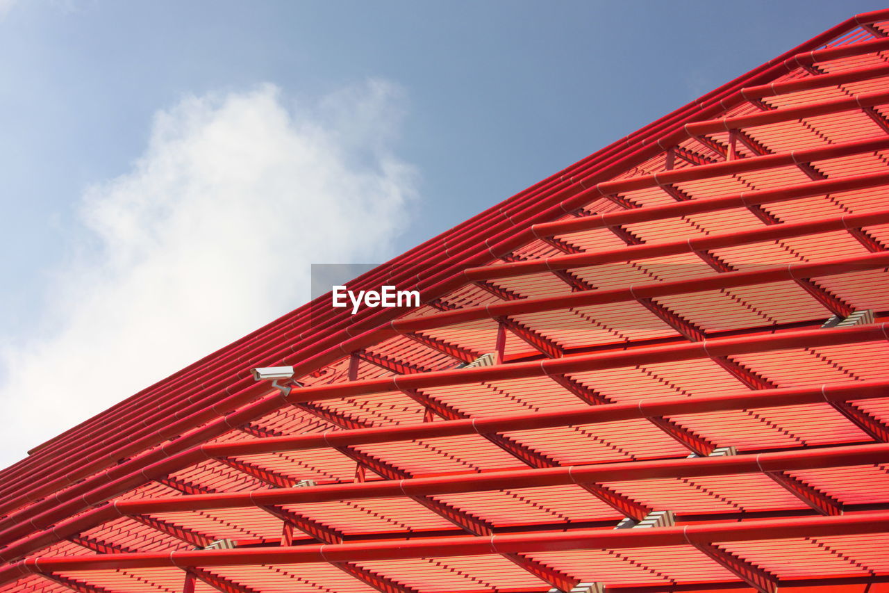 LOW ANGLE VIEW OF RED BUILDING AGAINST SKY