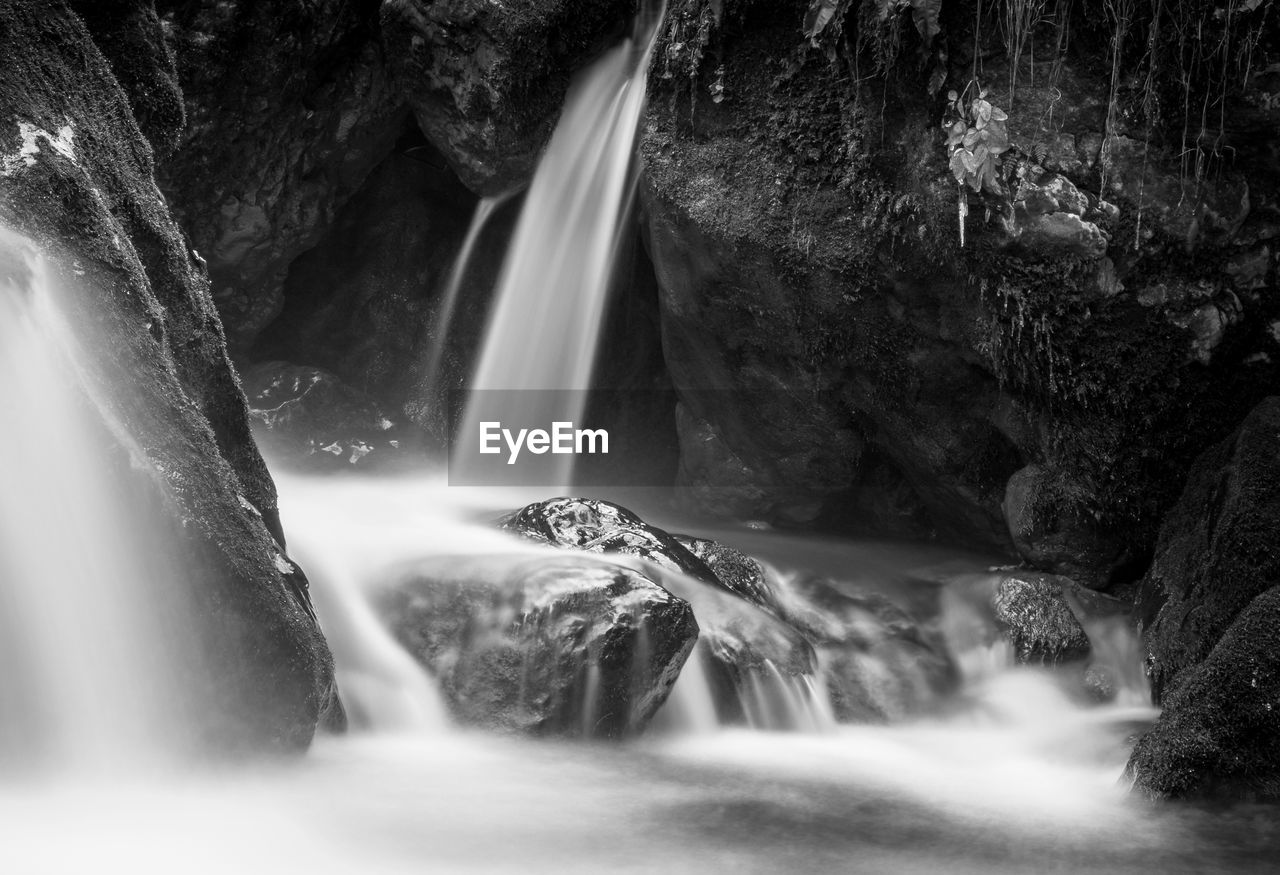 Low angle view of waterfall